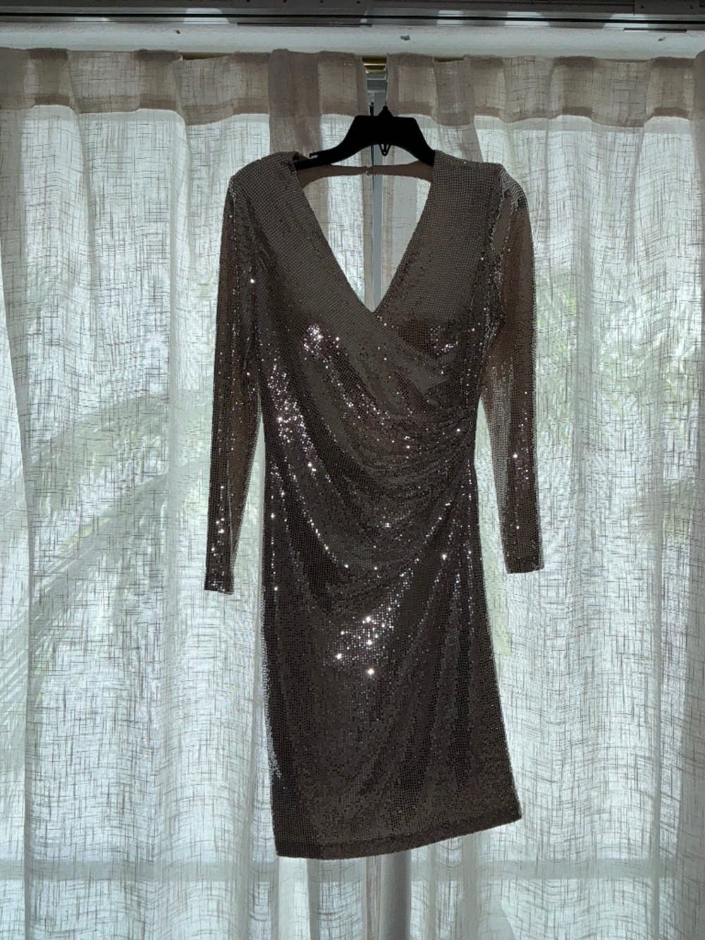 Eliza J Mid-Length Silver Sequin Cocktail Dress